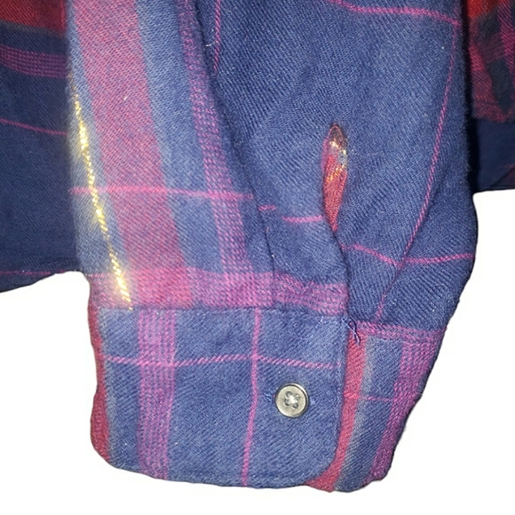 Maurices Double Front Pocket Metallic Tinsel Plaid Button Front Shirt Top 3X - Picture 8 of 16